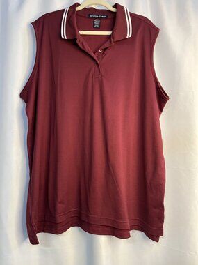 Devon & Jones Size XXXL Devon & Jones Women's Sleeveless Polo Shirt Red Burgundy
